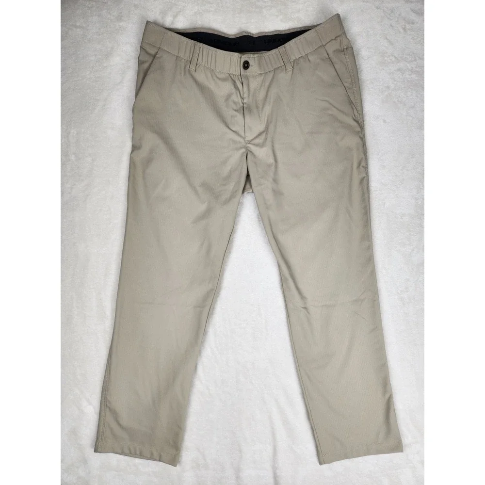 Under Armour Showdown Golf Pants Men's 38 x 32 Beige Performance Stretch Elastic - Picture 1 of 14